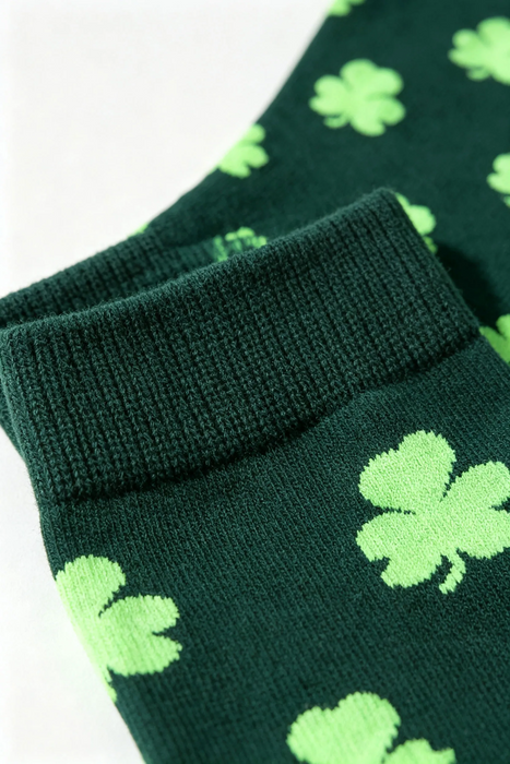 Dark Green Clover Print St. Patrick’s Day Tube Socks