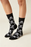 Black Skull Print Halloween Crew Socks