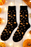 Black Halloween Print Cotton Crew Socks